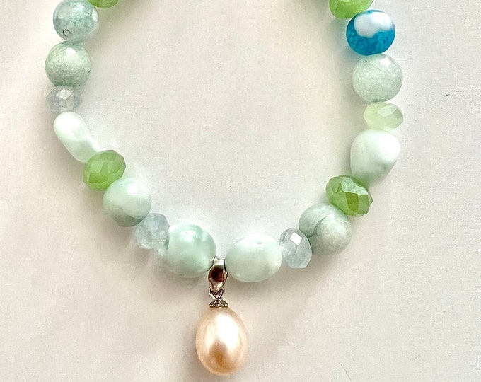 Freshwater Pearl Semi-Precious Stone Pearl Bracelet "PALM PEARL Loop"
