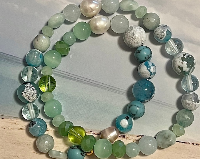 double pearl bracelet semi-precious stone bracelet wrap bracelet "DOUBLE LOOP"