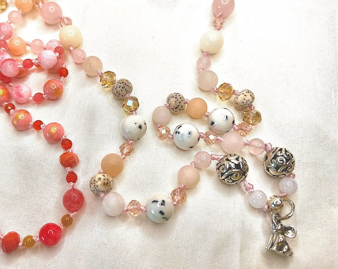 Semi-precious stone necklace 925 silver elephant pearl necklace "JUNGLE DREAM" 51 cm