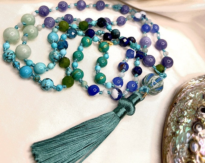 Semi-precious stone necklace "WATER BALL" 57 cm