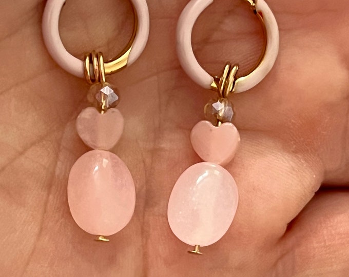 Earrings, Rose Quartz & Pink Opal… • Love •