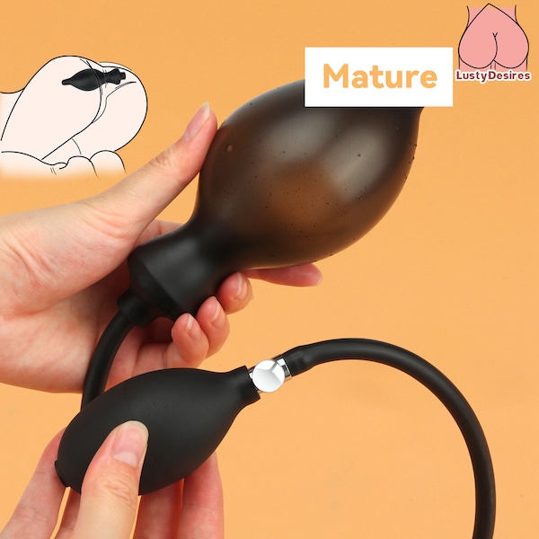 Inflatable Butt Plug, Silicone Anal Plug with Manual Pump, Inflatable Anal Dildo, Soft Butt Plug, Expansion Anal Sex Toy, BDSM Toy, mature