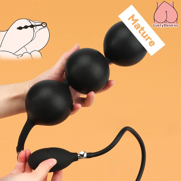 Inflatable Butt Plug, Silicone Anal Plug with Manual Pump, Inflatable Anal Beads, Soft Butt Plug, Expansion Anal Sex Toy, BDSM Toy, mature