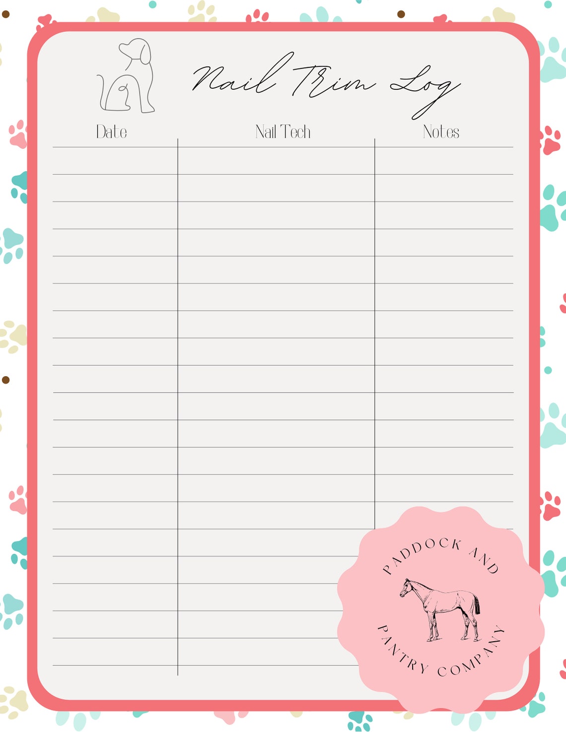 Dog Nail Trim Printable, Nail Trim Printable, Dog Printable, Animal