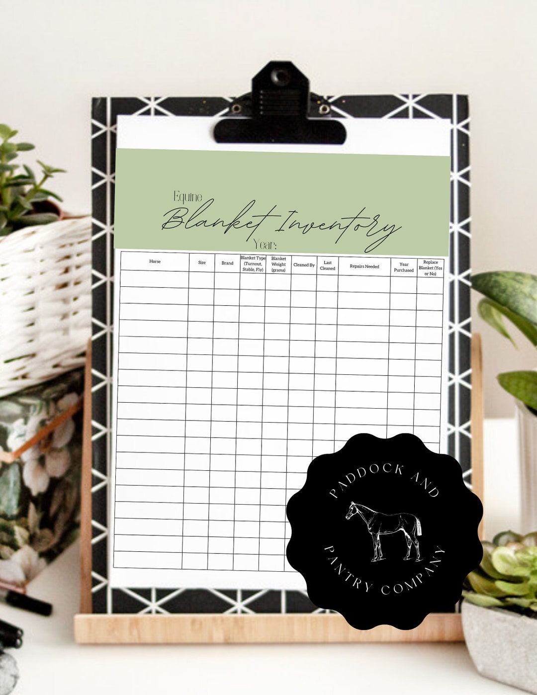 Equine Blanket Inventory Equine Organization Horse Blanket Etsy