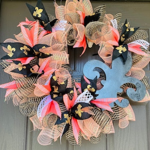 Front Door Decor, Wreath, Door Hanger, Wall Decor, Gift, Housewarming Gift, &quot;Fleur Lis” , New Orleans Wreath