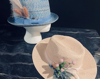 Easter Hat, Mother's Day hat, Easter Hat. Kentucky Derby Hat, Wedding Hat, Audrey Hepburn Hat. Church Hat,  "Sea & Sunset"