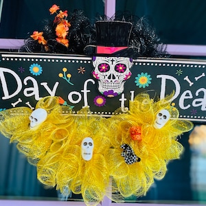Front Door Decor, Wreath, Door Hanger, Wall Decor, Gift, Housewarming Gift, Halloween, Day of Death Wreath
