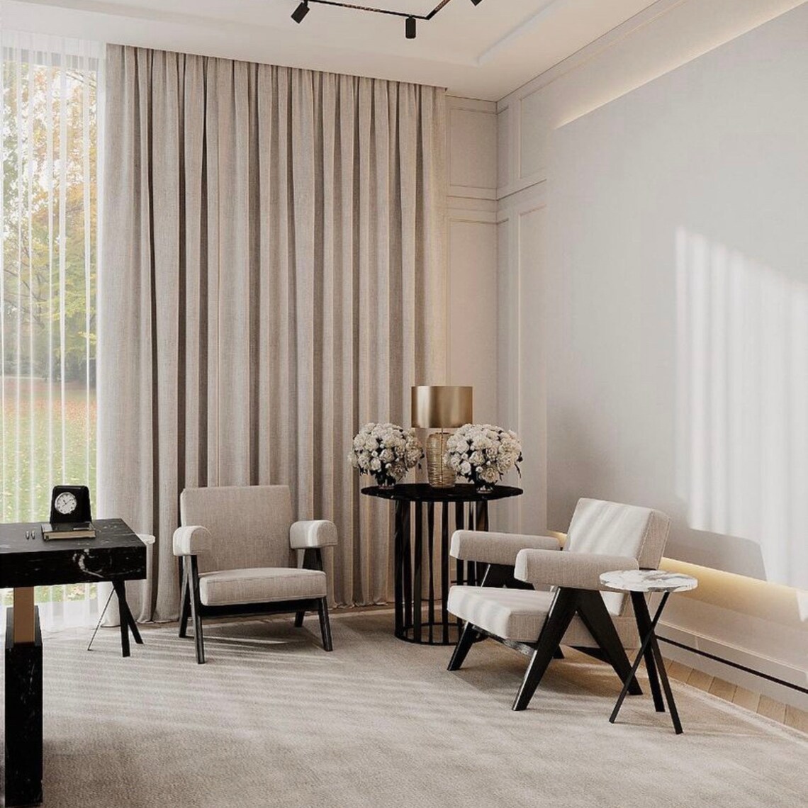 Terracotta Japandi Curtain Modern Minimalism Curtains Etsy