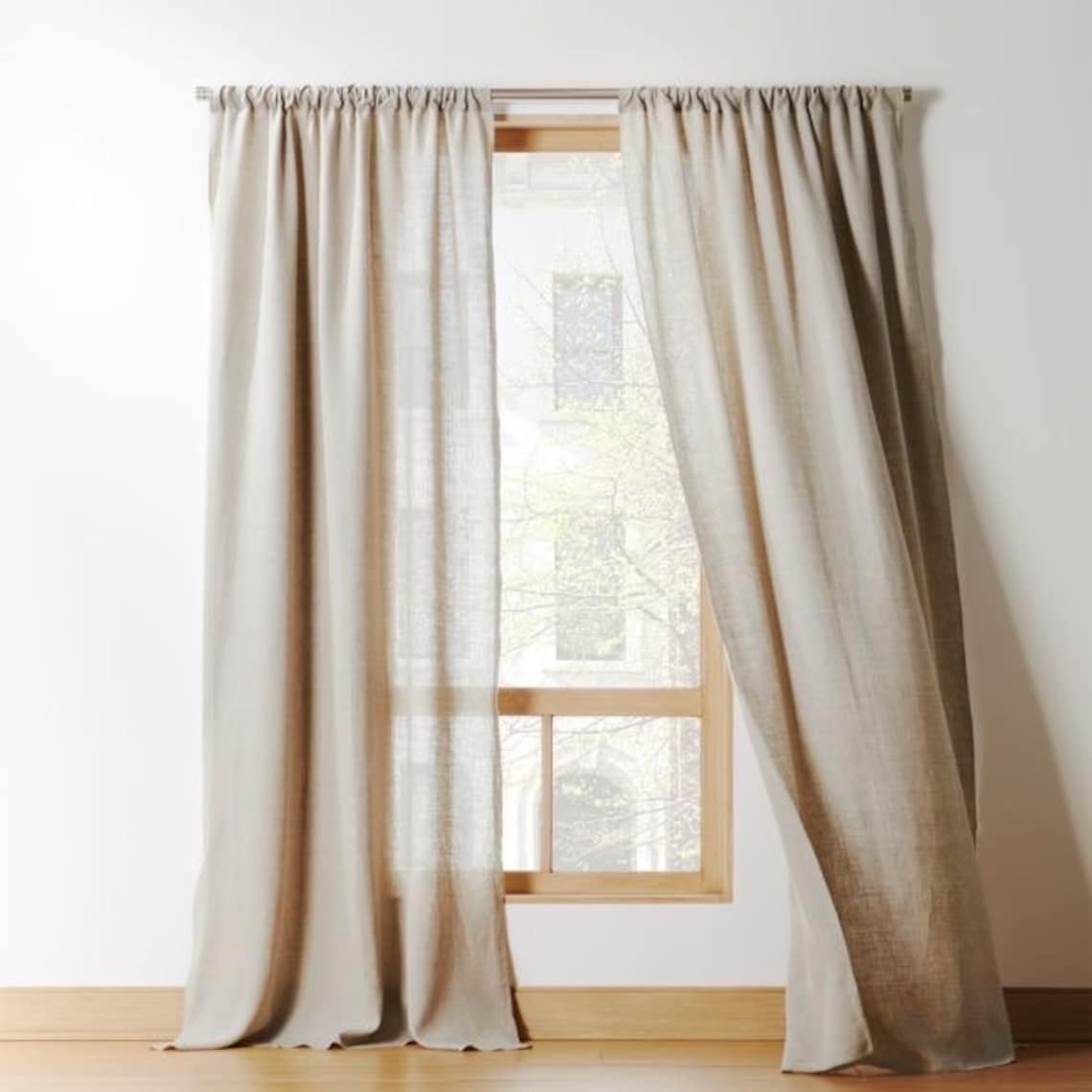 Japandi Earth Tone Linen Curtain Japandi Minimalism Curtains Etsy