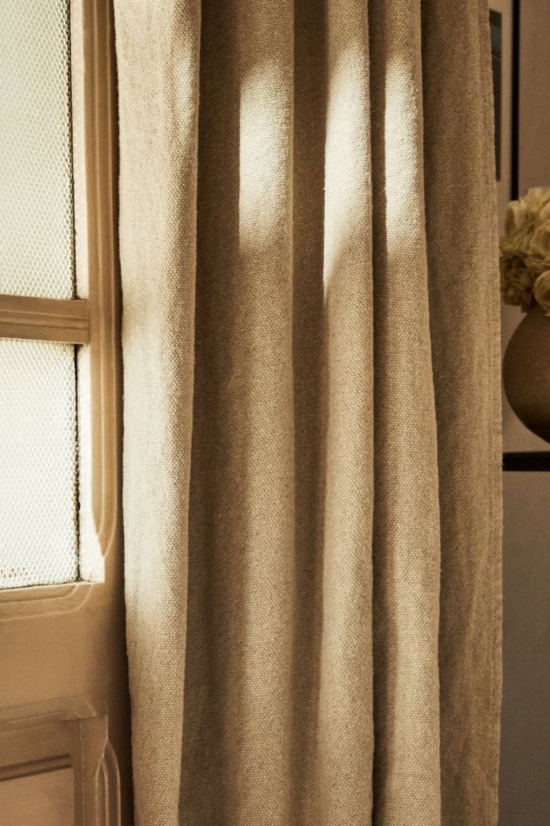 Japandi Earth Tone Linen Curtain Japandi Minimalism Curtains Etsy