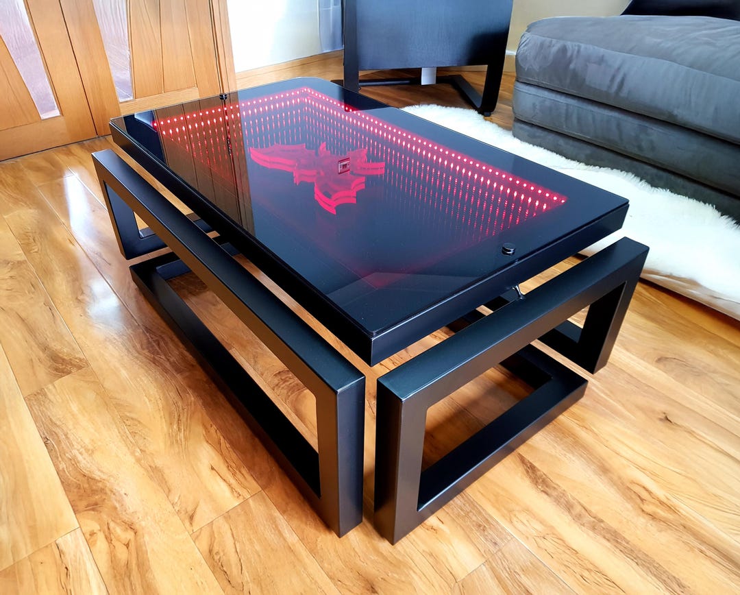 Endless Table Hand Made Metal Coffee Table With Infinity Mirror Top Red Dragon ...
