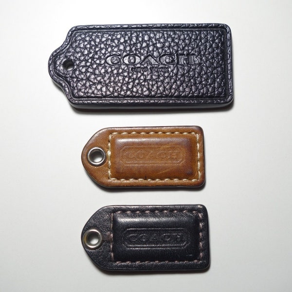 Coach Replacement Black & Brown Debossed Leather Bag Charms