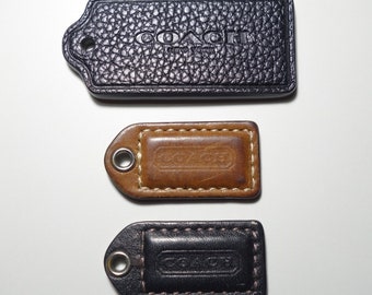 Coach Replacement Black & Brown Debossed Leather Bag Charms