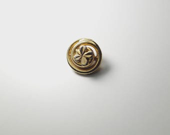 Vintage Chanel Gold-Tone Metal Floral Button Signed w/ Chanel On Back