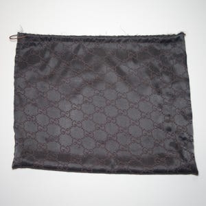 Vtg Gucci ‘GG’ Monogram Logo Satin Brown Dust Bag Made In Italy w/ Drawstrings