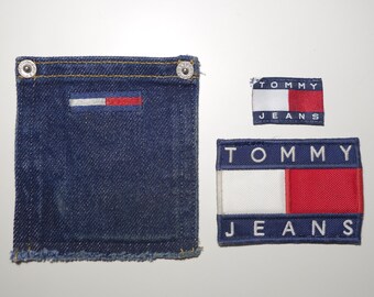 Tommy Hilfiger Poche de rechange en denim à coudre, écusson avec logo brodé et étiquette