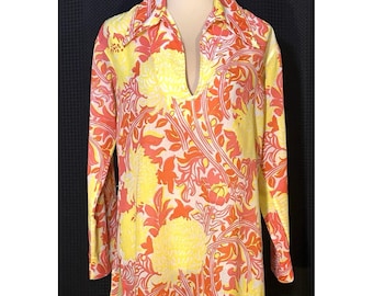 Túnica vintage autêntica Lillie Pulitzer Palm Beach Resort Wear dos anos 1960, estilo Groovy, RARA.