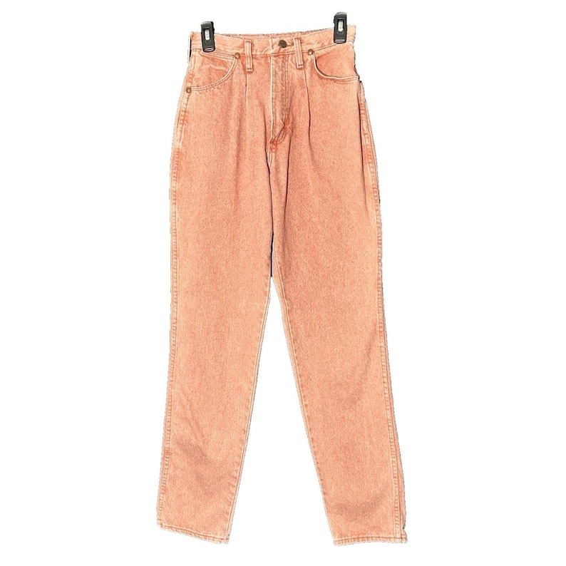 Vtg 80s Wrangler Jeans Peach Acid Wash Denim High Waist (26x32) USA Made RARE image 1