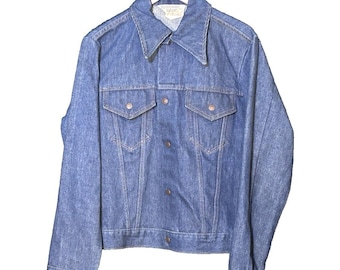 Vintage JCPenney Herren Snap Front Denim Jean Trucker Jacke Größe 42 MINT