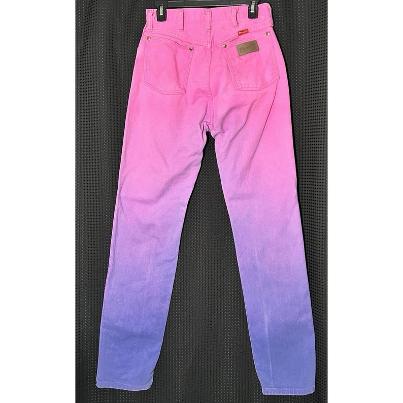 Vtg 80s Wrangler Jeans Purple Denim Cowgirl Cut Sz 11x34 (28x32) USA Made RARE image 5