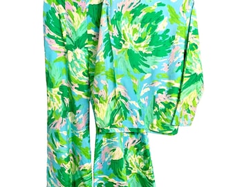 Pantalones acampanados Monique de los años 70 y top a juego. Estilo retro mod hippie.