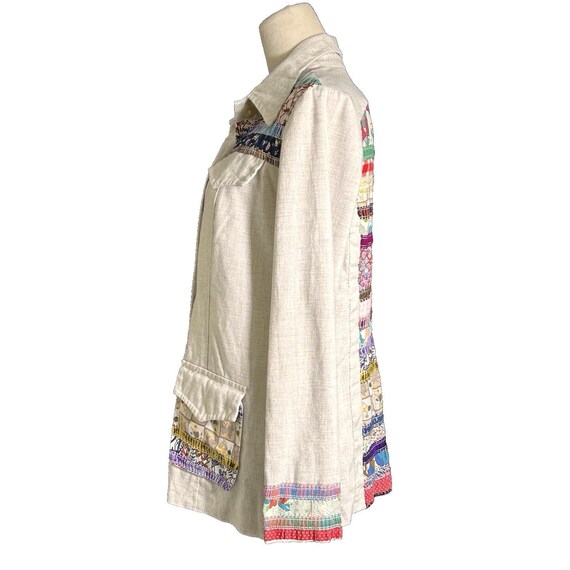 Vtg 70s Patchwork Button Down Shirt Colorful Pint… - image 7