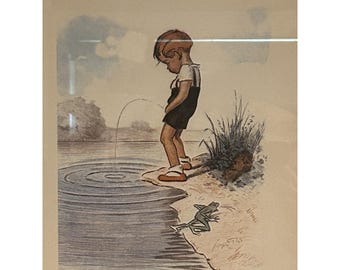 George Redon"Ne Buvez Jamais D'Eau" Litografía vintage impresa artista francés