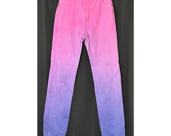 Vtg 80s Wrangler Jeans Purple Denim Cowgirl Cut Sz 11x34 (28x32) USA Made RARE