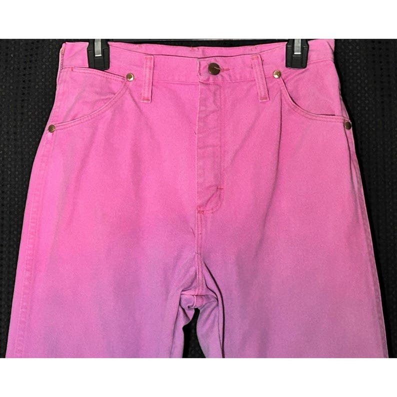 Vtg 80s Wrangler Jeans Purple Denim Cowgirl Cut Sz 11x34 (28x32) USA Made RARE image 2