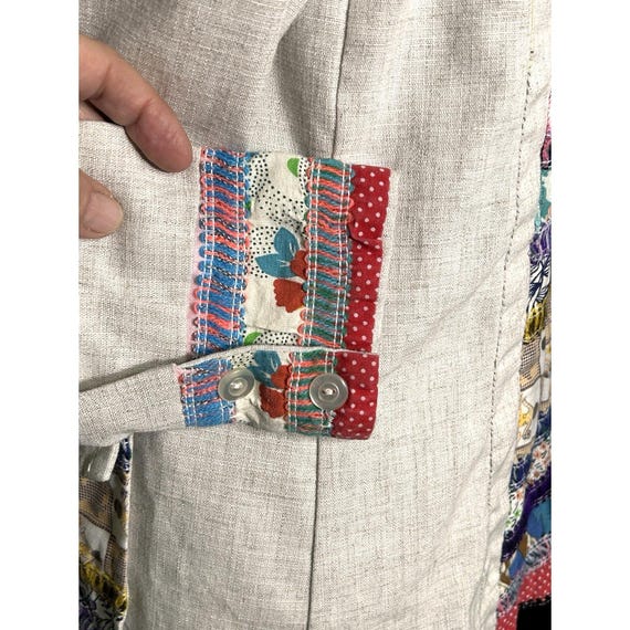 Vtg 70s Patchwork Button Down Shirt Colorful Pint… - image 8