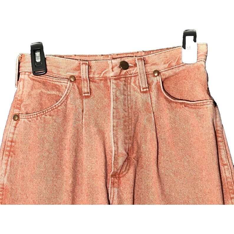 Vtg 80s Wrangler Jeans Peach Acid Wash Denim High Waist (26x32) USA Made RARE image 2