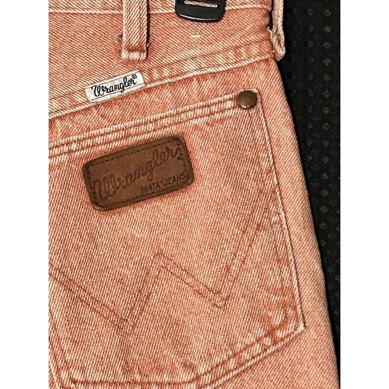 Vtg 80s Wrangler Jeans Peach Acid Wash Denim High Waist (26x32) USA Made RARE image 5