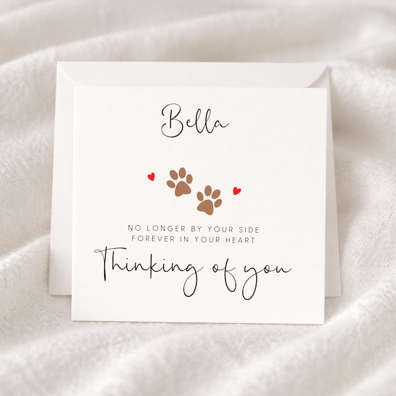 Personalised Pet Loss Card, Pet Bereavement Card, Dog Sympathy Card, Memorial Card for Dog, Animal Loss keepsake, Dog Loss Card