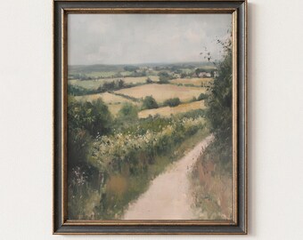 Timeless Pastoral Country Path Landscape Art, Rustic Farm Lane Printable Wall Art