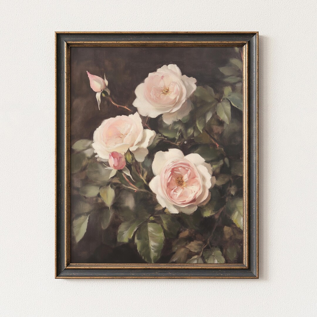 Printable Romantic Pink Damask Roses - Vintage Floral Botanical Art ...