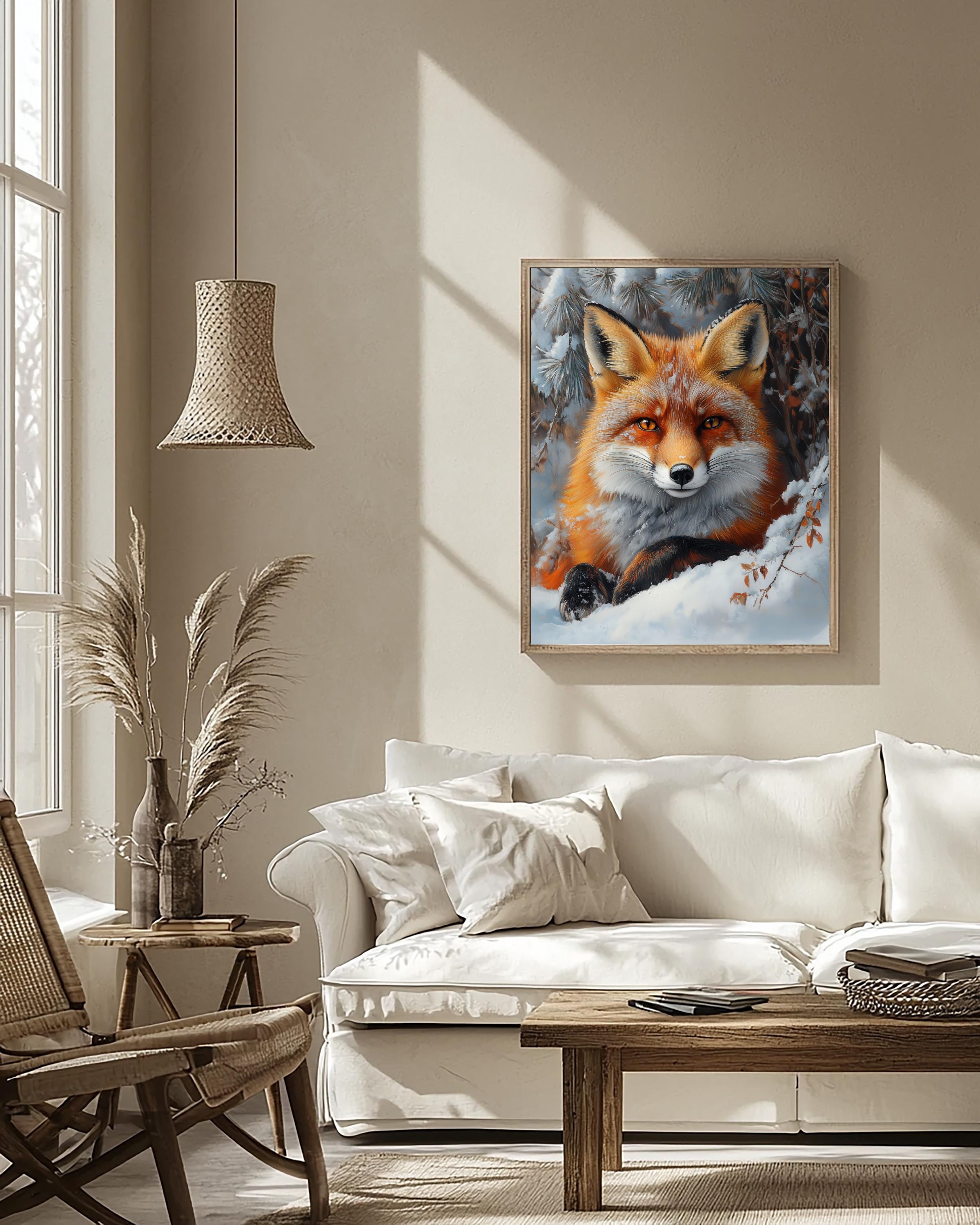 Rustic Fox Image Red Fox Portrait Printable, Vintage Animal Wall Art, Rustic Woodland ...