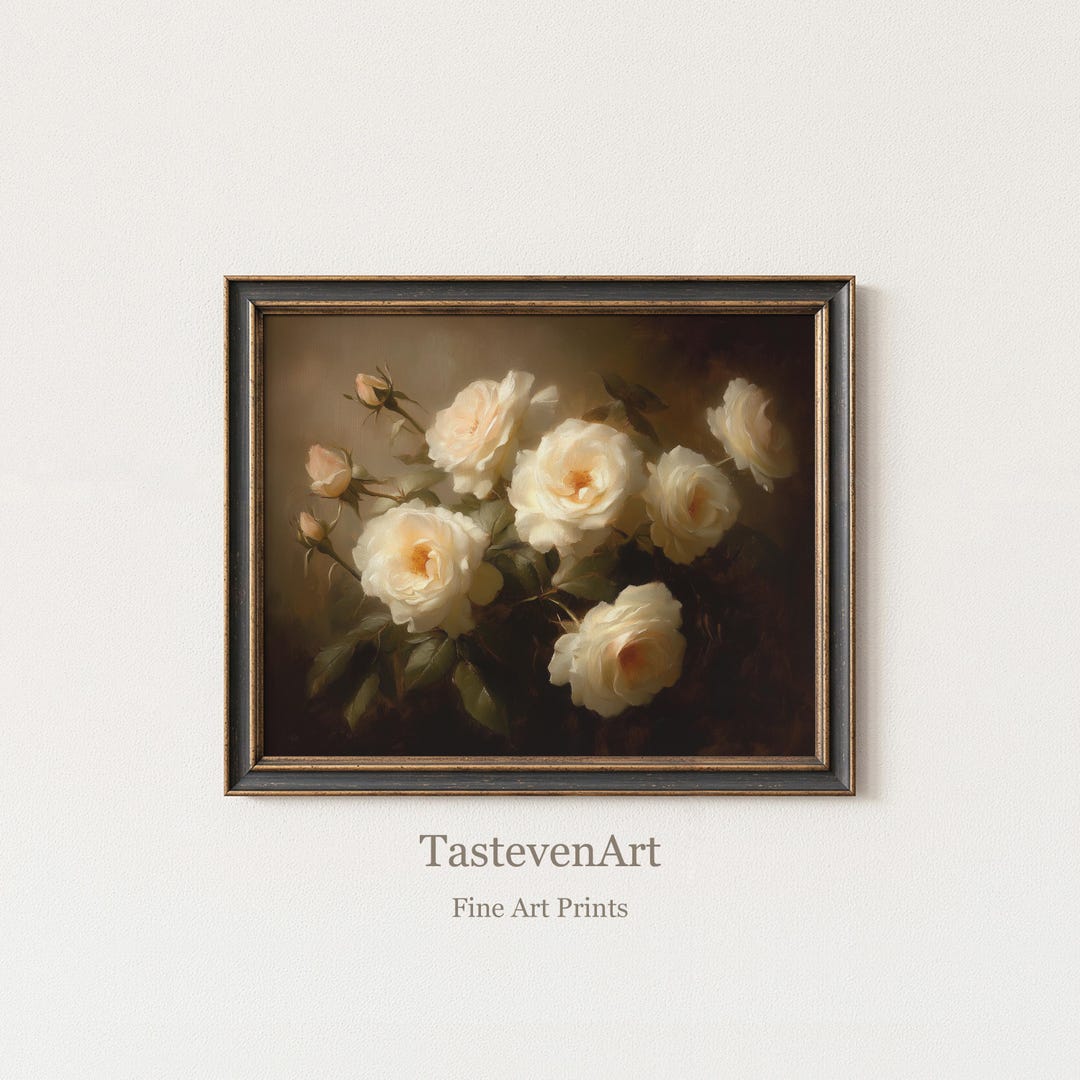 Vintage English Roses Still Life - Classic Cottagecore Floral Painting ...