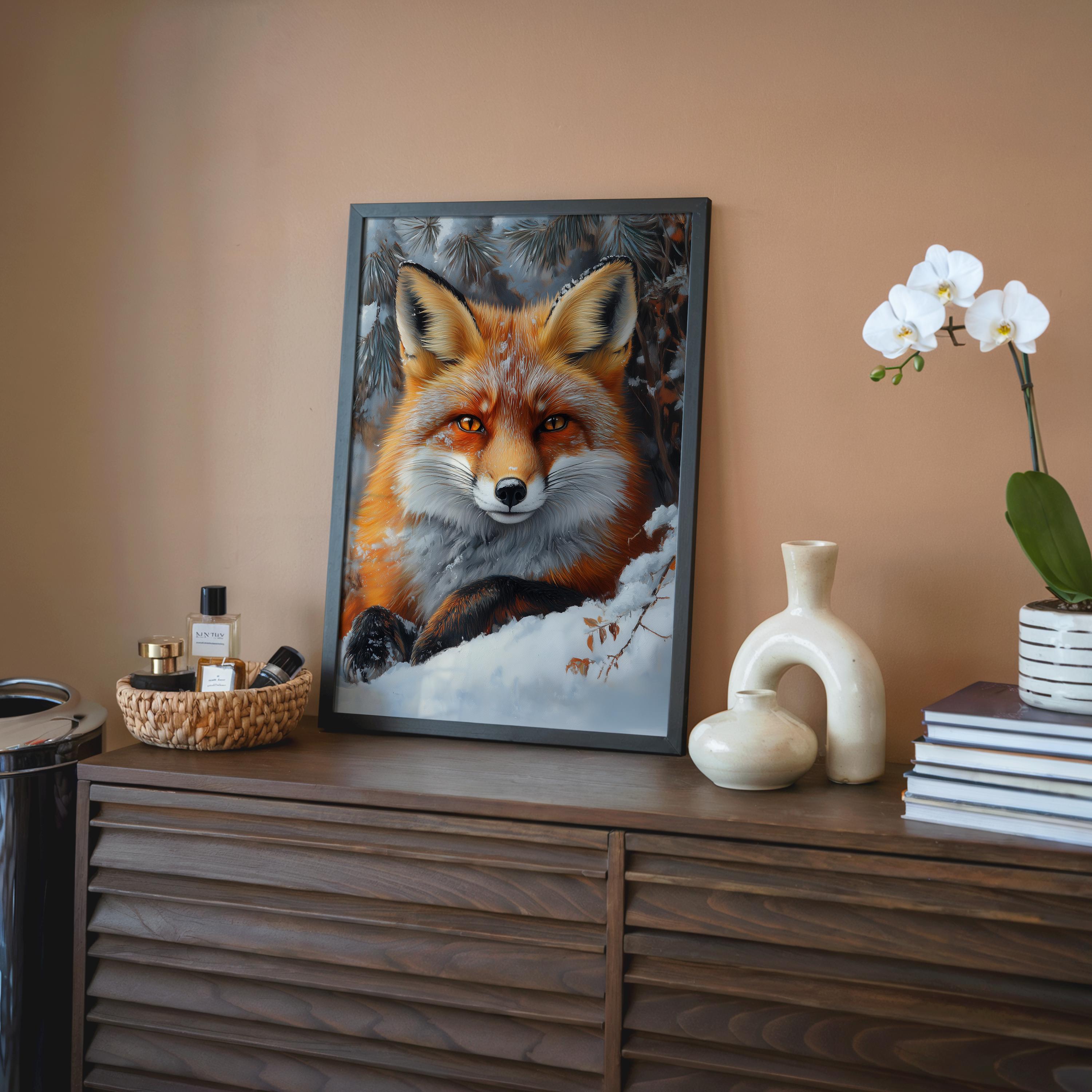 Rustic Fox Image Red Fox Portrait Printable, Vintage Animal Wall Art, Rustic Woodland ...