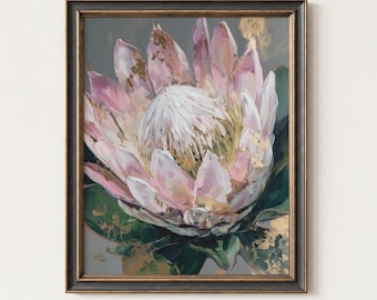Stampa artistica da parete King Protea – Stampa moderna di fiori botanici