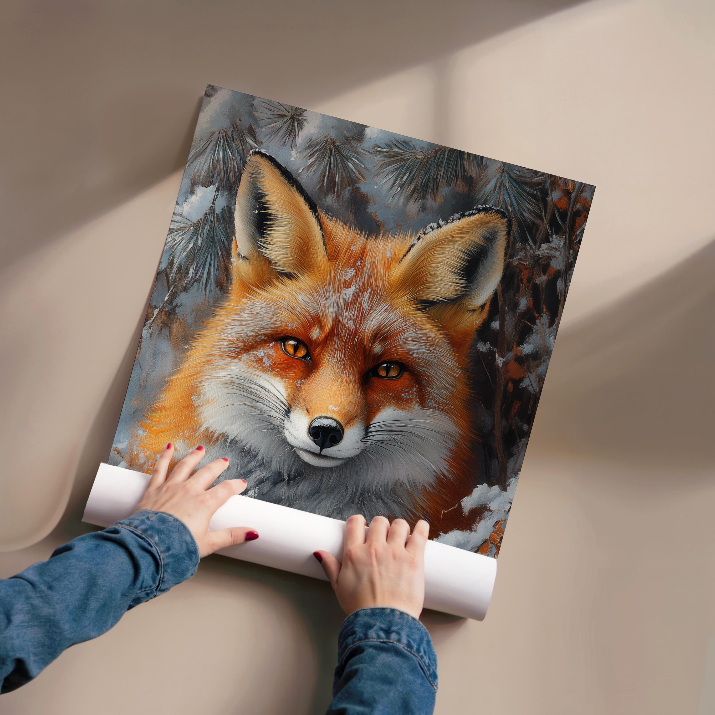 Rustic Fox Image Red Fox Portrait Printable, Vintage Animal Wall Art, Rustic Woodland ...