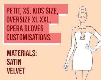 Custom Opera Gloves: Satin, Velvet, Sheer, Lace - Kids, Petite, Plus Size