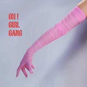 Tulle Opera Gloves: Touchscreen Party Costume Gloves (Pink, White, Black, Blue, Red, Green, Beige)