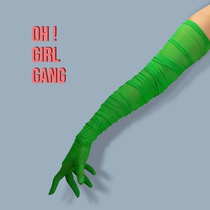 Green Opera gloves (70cm): Touch Screen Gloves, bridal gloves, Party Festival gloves, Evening gloves, Drag Queen Stage Gloves in 7 Colors