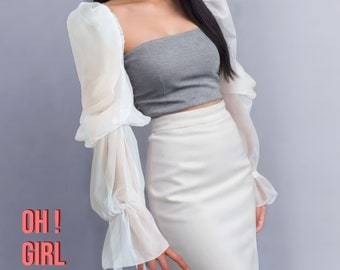 Detachable Chiffon Wedding Sleeves: Sheer Boho Style, Personalised colors and style are available