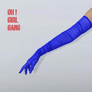 90cm Tulle Opera Gloves: Elegant Bridal, Drag, Costume Gloves (Blue, Pink, Red, Brown)