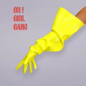 Neon Yellow Faux Leather Opera Gloves: Cyber Y2K Costume, Oversized, Unisex, 90/70/50/40cm