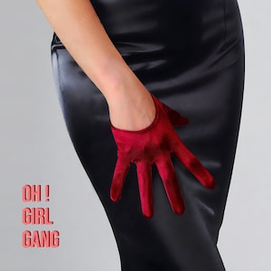 Ultrashort Satin 21 cm Half-Palm Gloves – Party, Dinner, Magician-themed & Costume Look (Pink, Burgundy, Black, White)