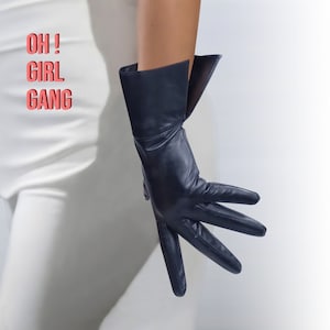 Half Fingers / Full Fingers GENUINE LEATHER short gloves, Fine quality leather gloves with folds. Touch Screen - Minimal Leather gloves.