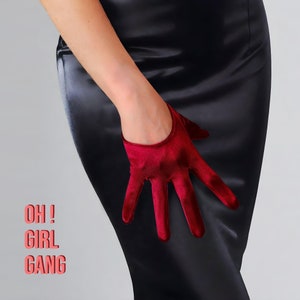 13cm Ultrashort Satin Opera Gloves, Half Palm Gloves in pink, burgundy, black, gold, Party gloves, evening grown gloves, costume gloves